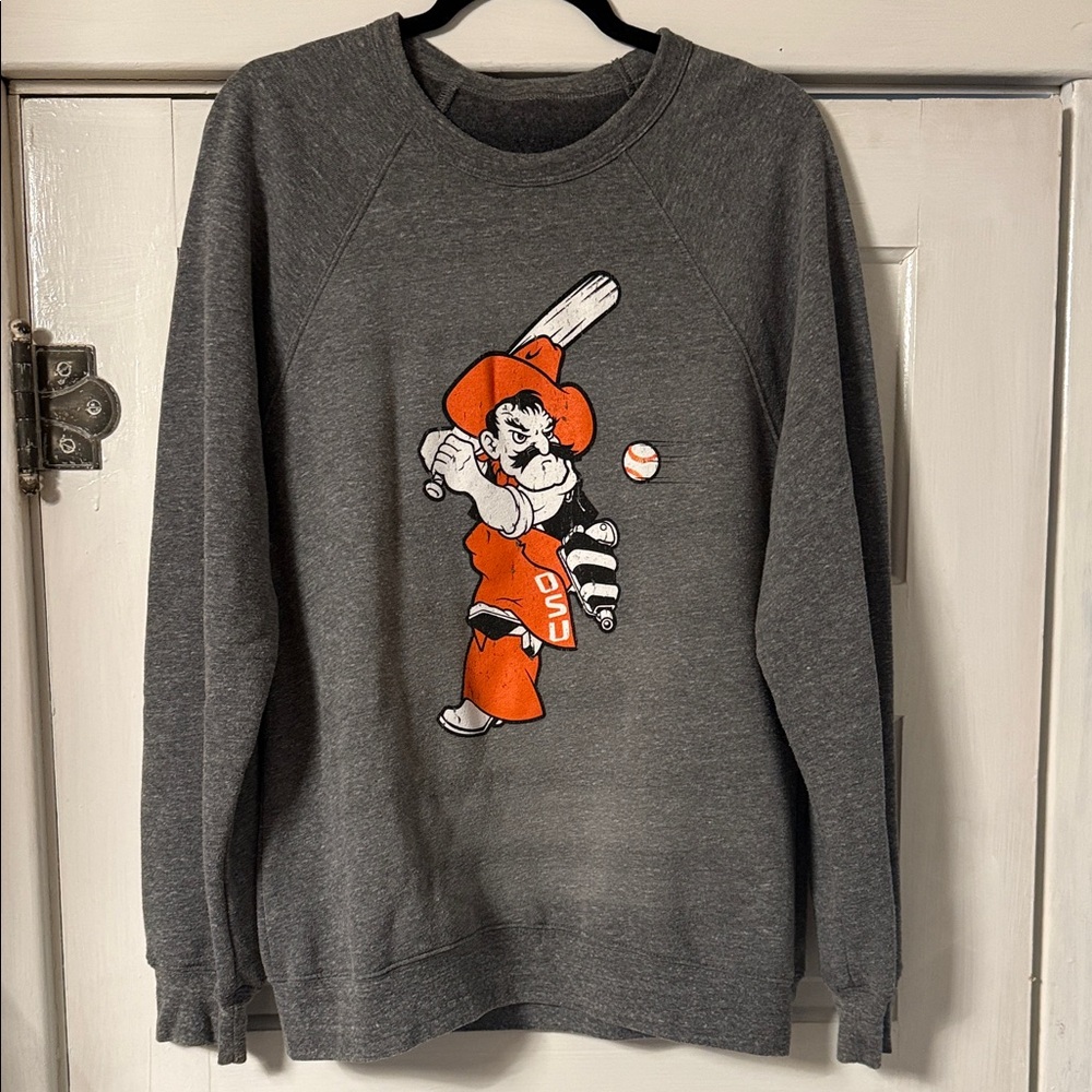 Gray Women’s Sweatshirt with Orange Graphic Batter